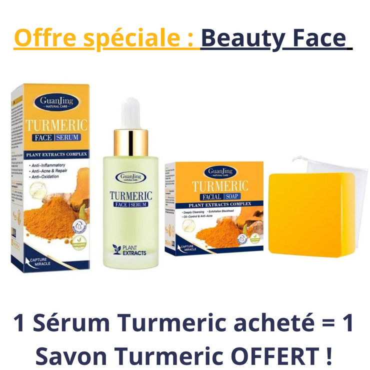✨ Offre Spéciale Beauty Face : 1 Sérum Turmeric acheté = 1 Savon Turmeric OFFERT ! ✨