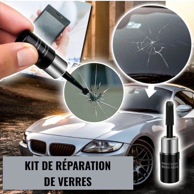 "Répare-Vitre Auto : Liquide de Réparation Amélioré pour Fissures de Pare-Brise, Restauration des Rayures et des Fêlures de Fenêtre - Outil de Réparation de Vitre Automobile"